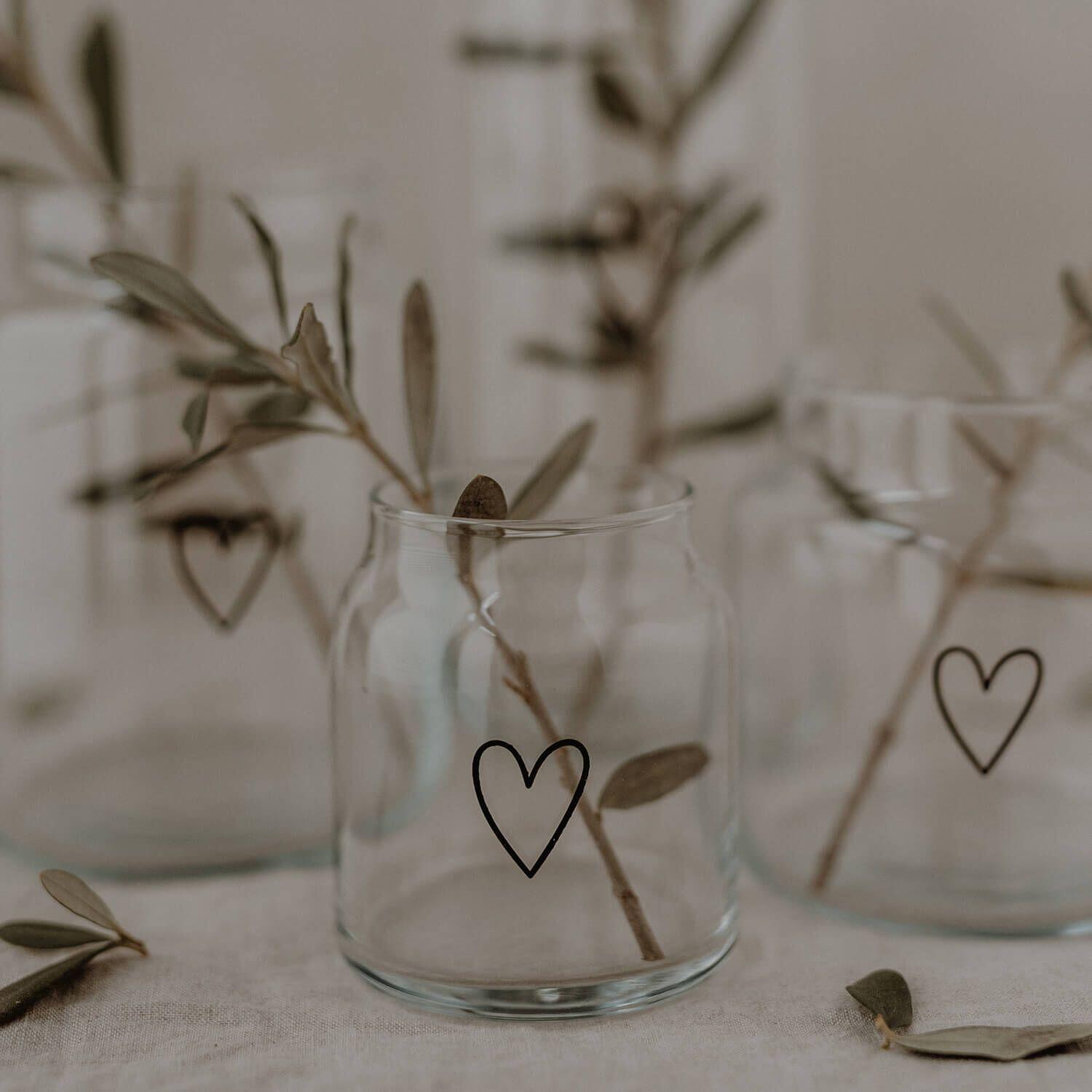 Vase aus Glas "Herz" - klein (Transparent)