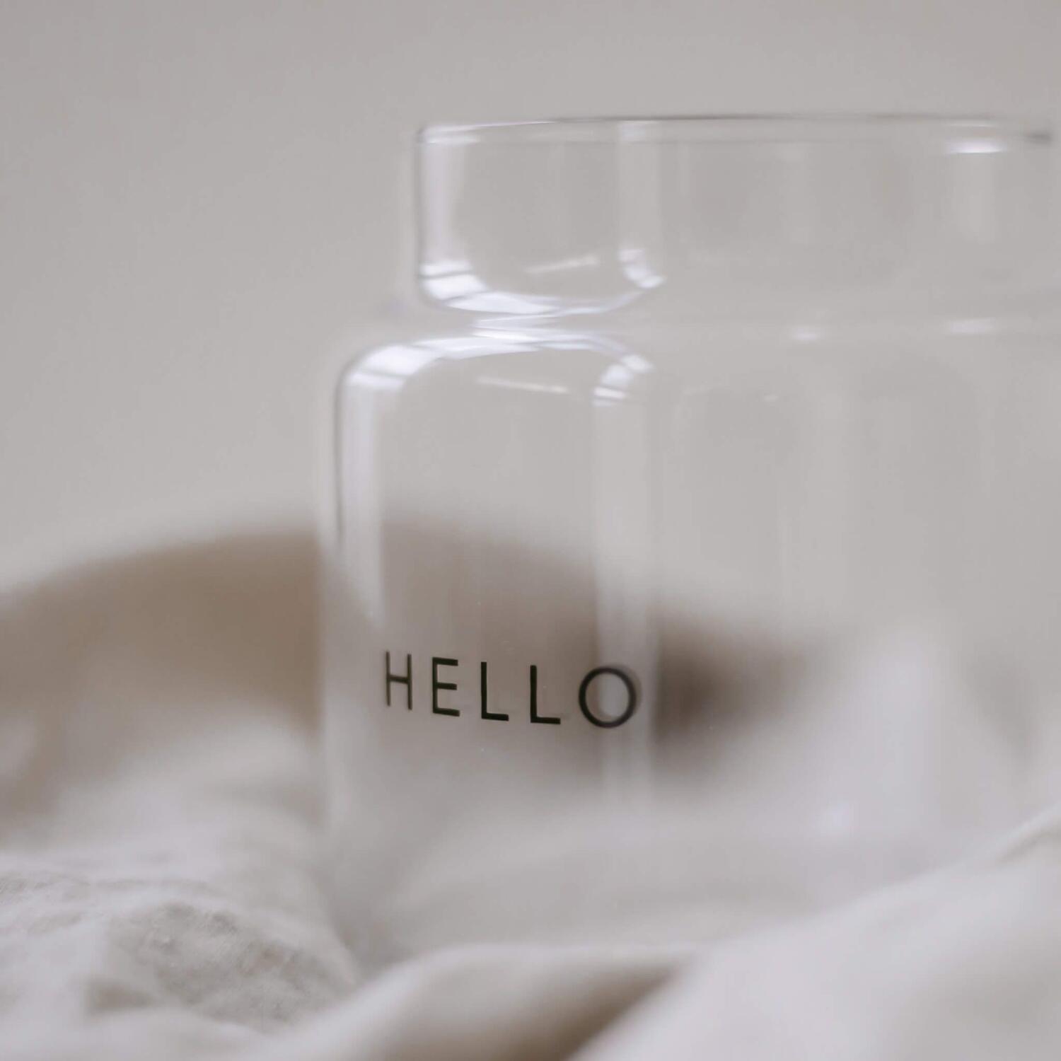 Vase aus Glas "Hello" - medium (Transparent)