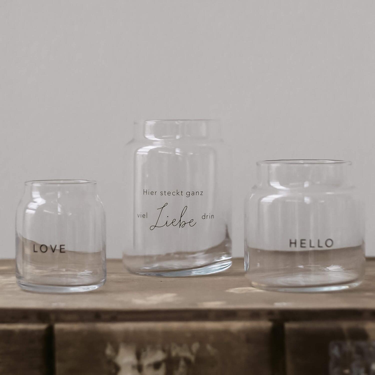 Vase aus Glas "Hello" - medium (Transparent)