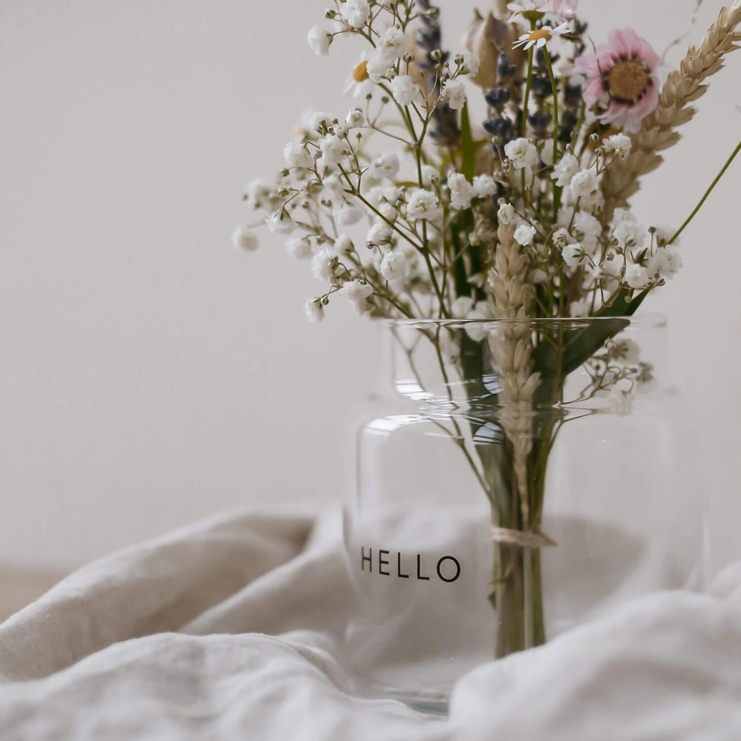 Vase aus Glas "Hello" - medium (Transparent)