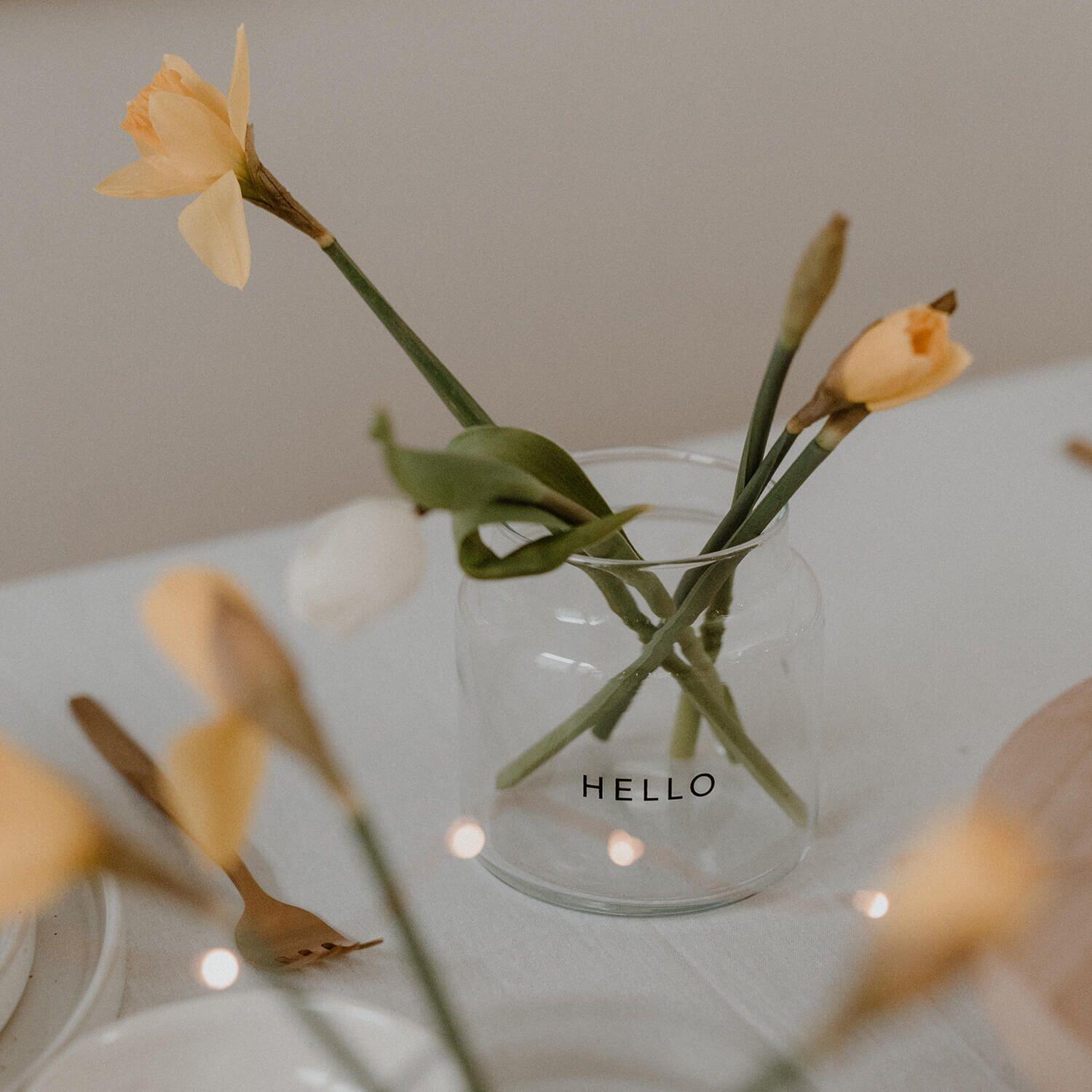 Vase aus Glas "Hello" - medium (Transparent)
