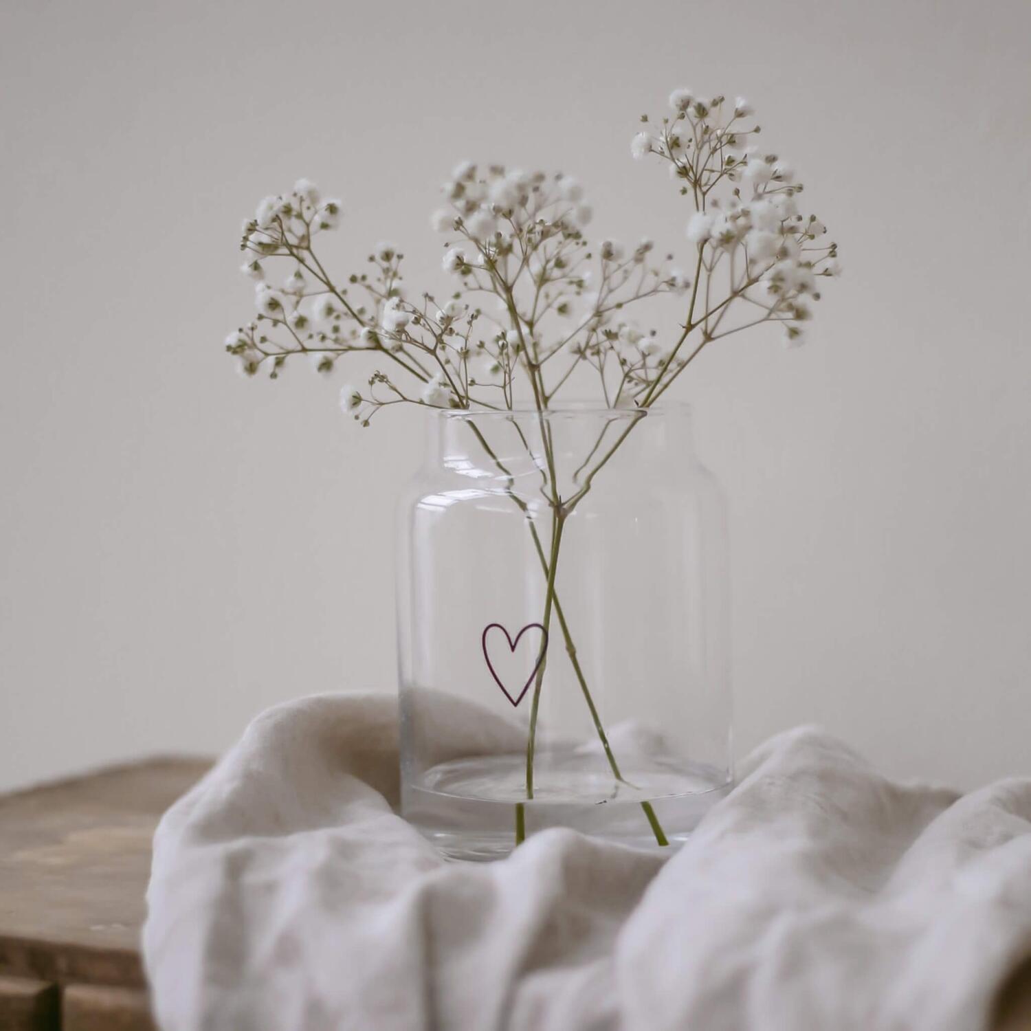 Vase aus Glas "Herz" - groß (Transparent)
