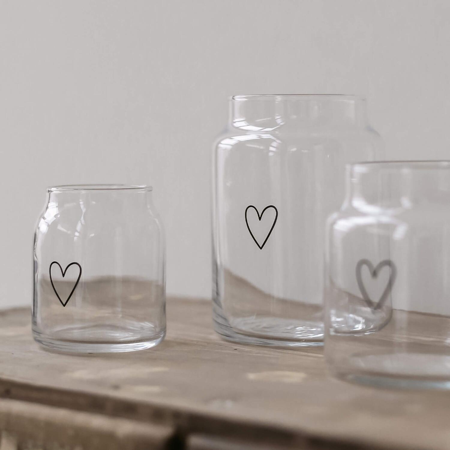 Vase aus Glas "Herz" - groß (Transparent)