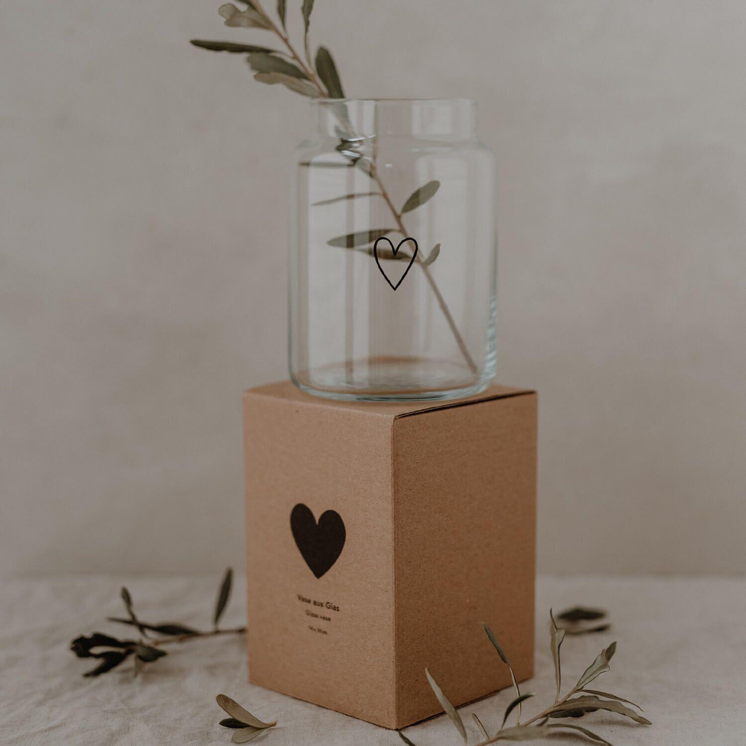 Vase aus Glas "Herz" - groß (Transparent)