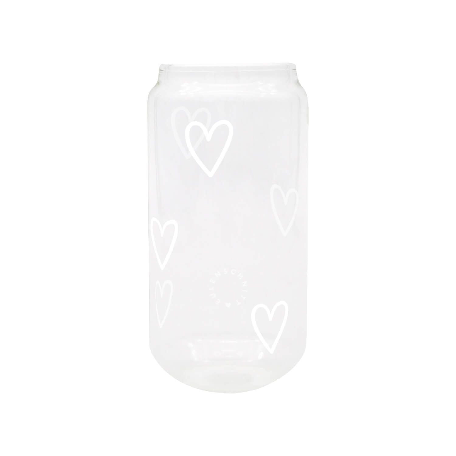Trinkglas hoch "Herzen" - 500 ml (Transparent)