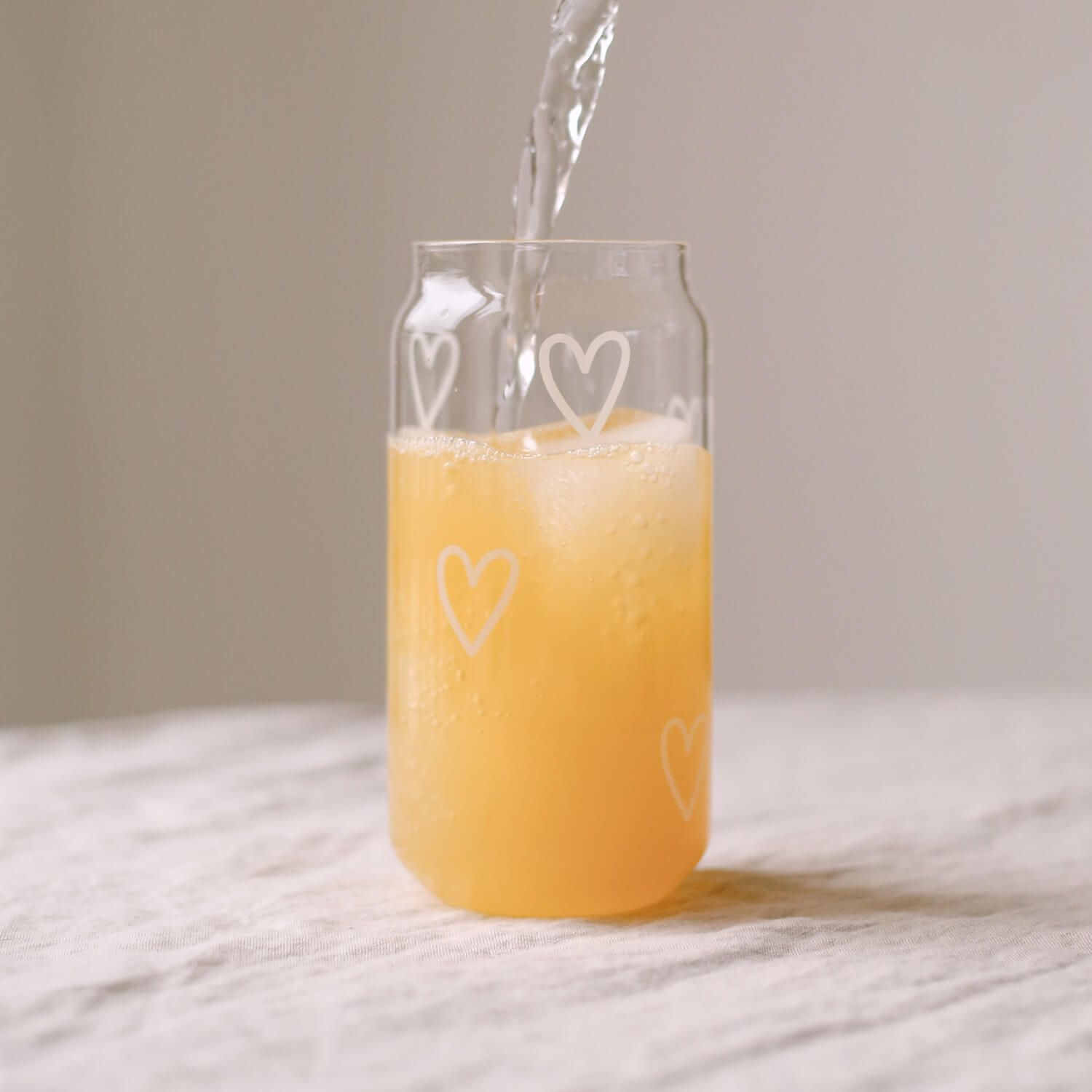 Trinkglas hoch "Herzen" - 500 ml (Transparent)