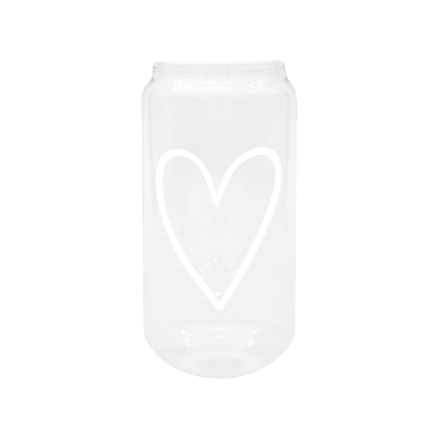 Trinkglas hoch "Herz" - 500 ml (Transparent)