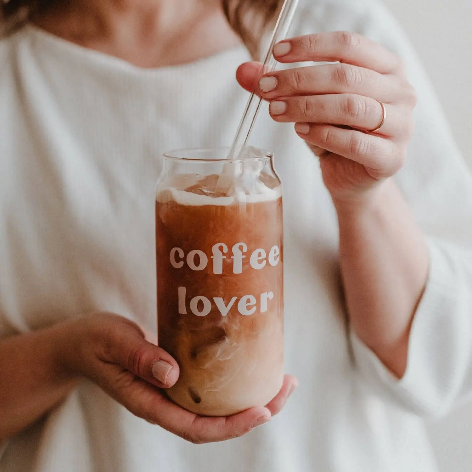 Trinkglas hoch "Coffee Lover" - 500 ml (Transparent) Eulenschnitt