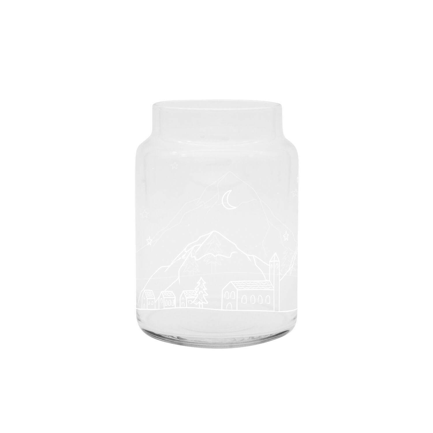 Vase aus Glas "Schneelandschaft" - 14x10 cm (Transparent/Weiß)