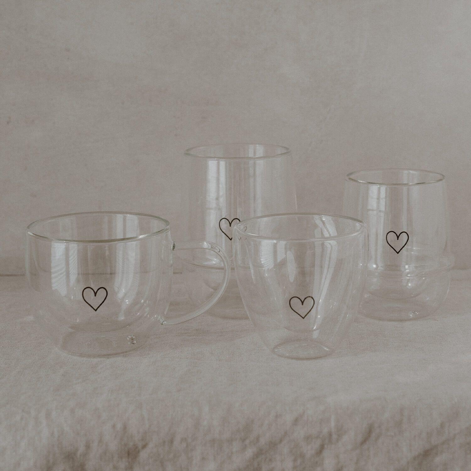 Doppelwandiges Glas "Herz" - 220 ml (Transparent)
