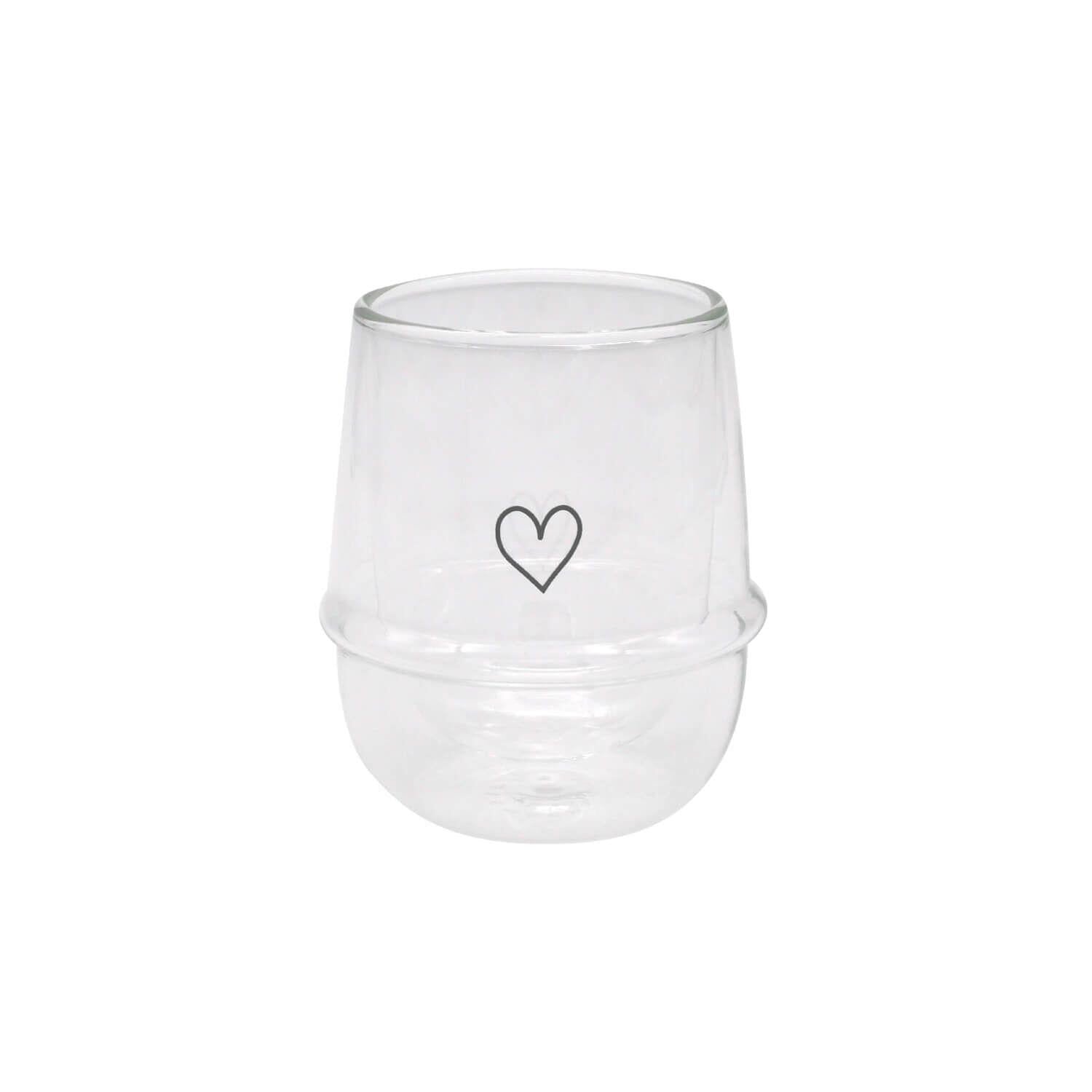 Doppelwandiges Glas "Herz" - 220 ml (Transparent)