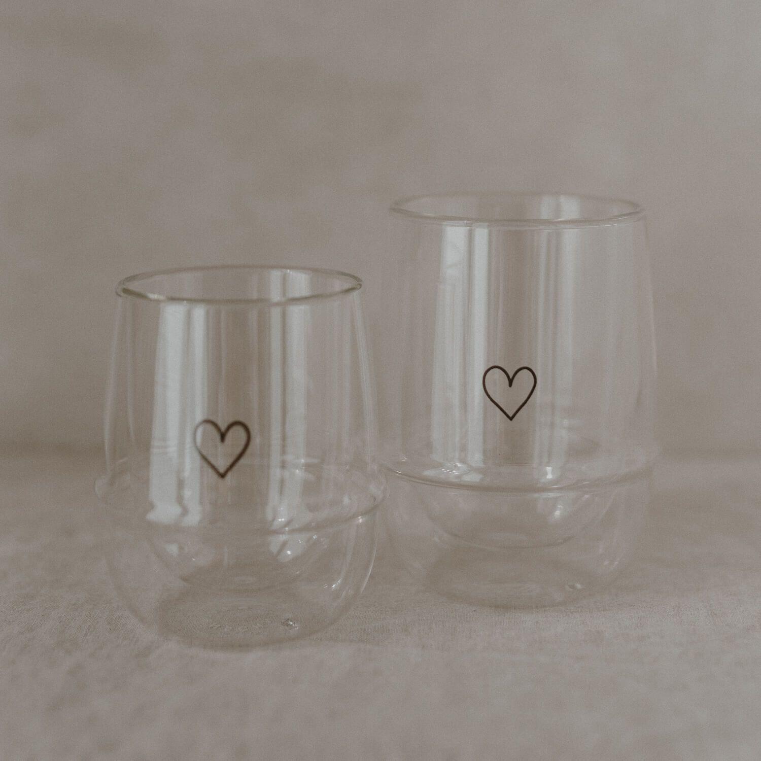Doppelwandiges Glas "Herz" - 220 ml (Transparent)