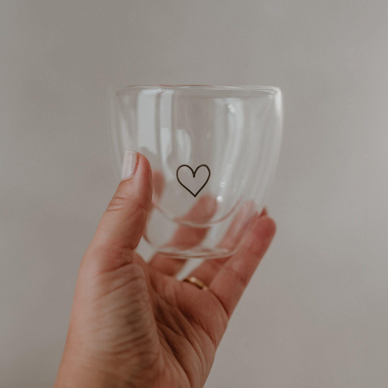 Doppelwandiges Glas "Herz" - 150 ml (Transparent)