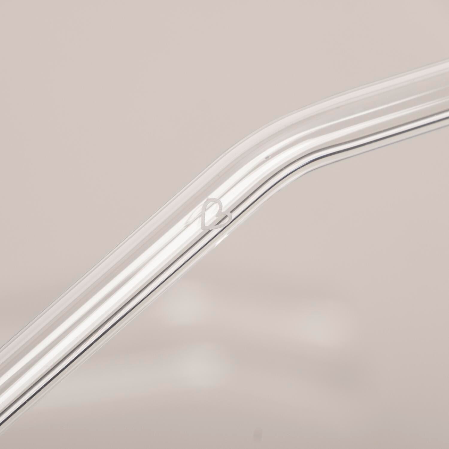 Glas-Strohhalm gebogen "Herz" im 4er Set (Transparent)