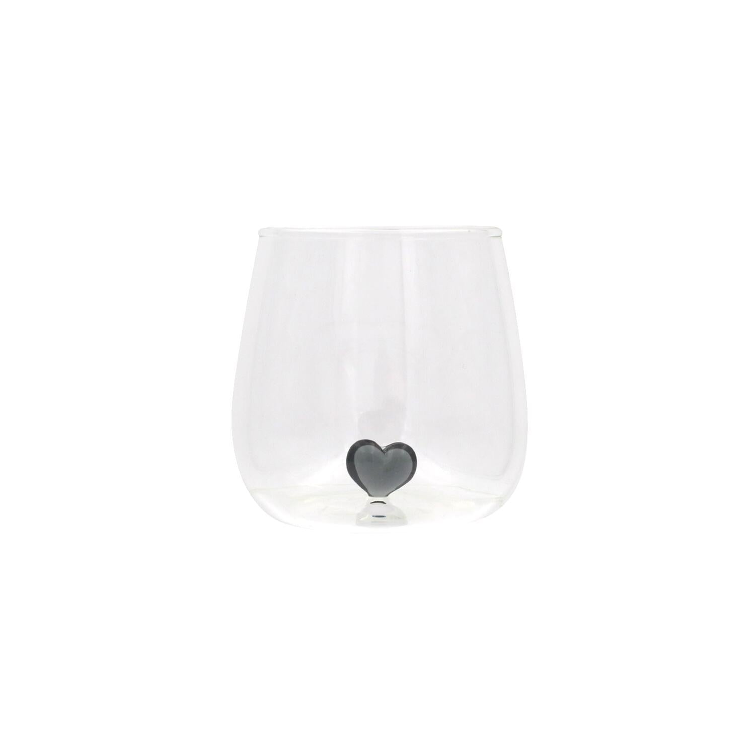 Trinkglas "Herzfigur" (Transparent/Schwarz)