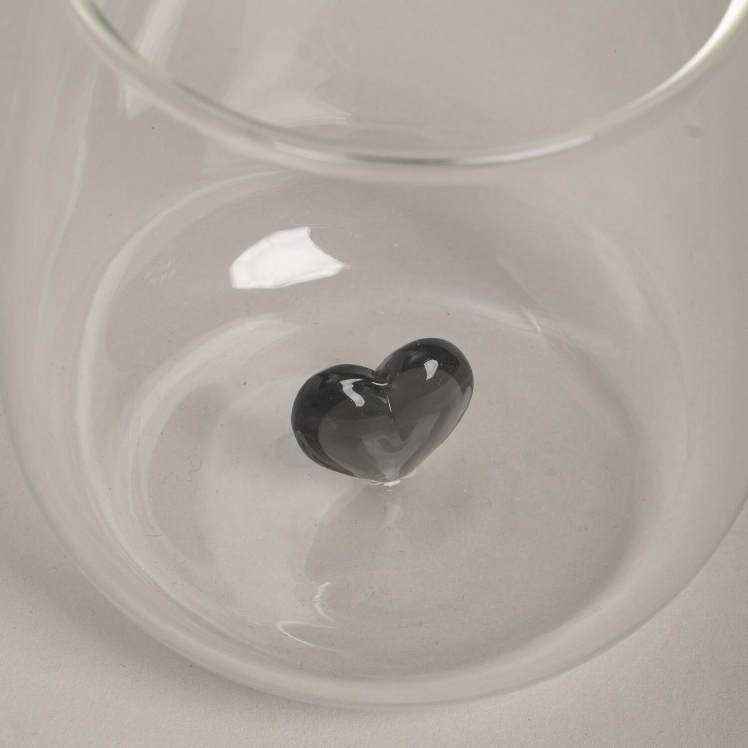 Trinkglas "Herzfigur" (Transparent/Schwarz)