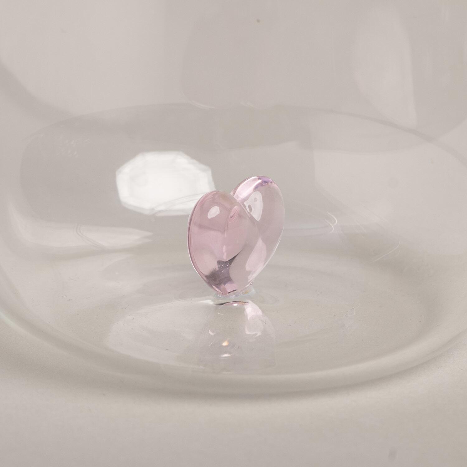 Trinkglas "Herzfigur" (Transparent/Rosa)