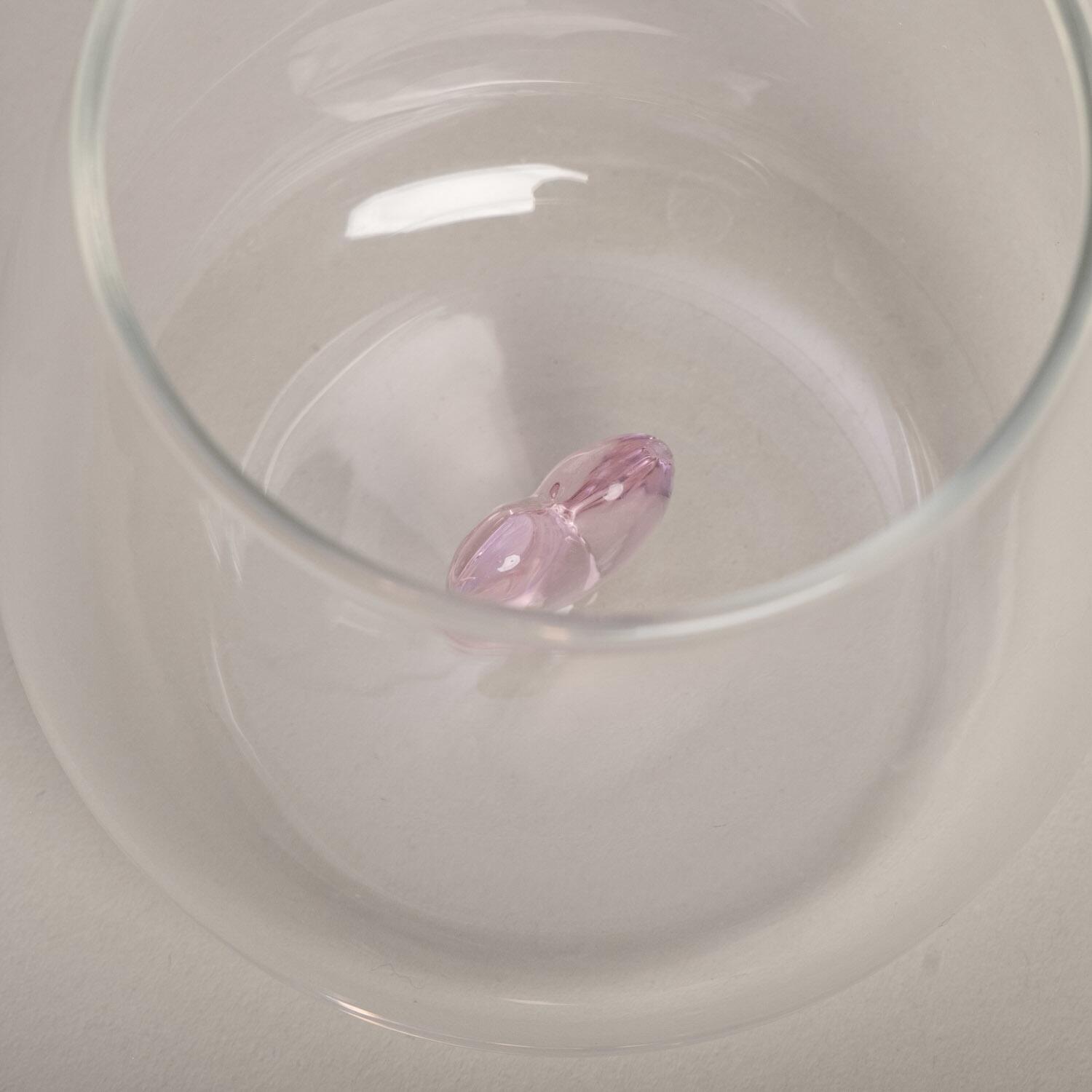 Trinkglas "Herzfigur" (Transparent/Rosa)