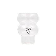 Trinkglas "Double Bubble Herz" (Transparent/Schwarz)