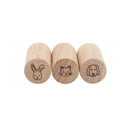 Wandhaken "Tiere" im 3er-Set - 2,5x5 cm (Natur)