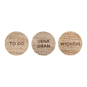 Holz-Magnet "Denk dran" im 3er-Set - 2,5 cm (Natur)