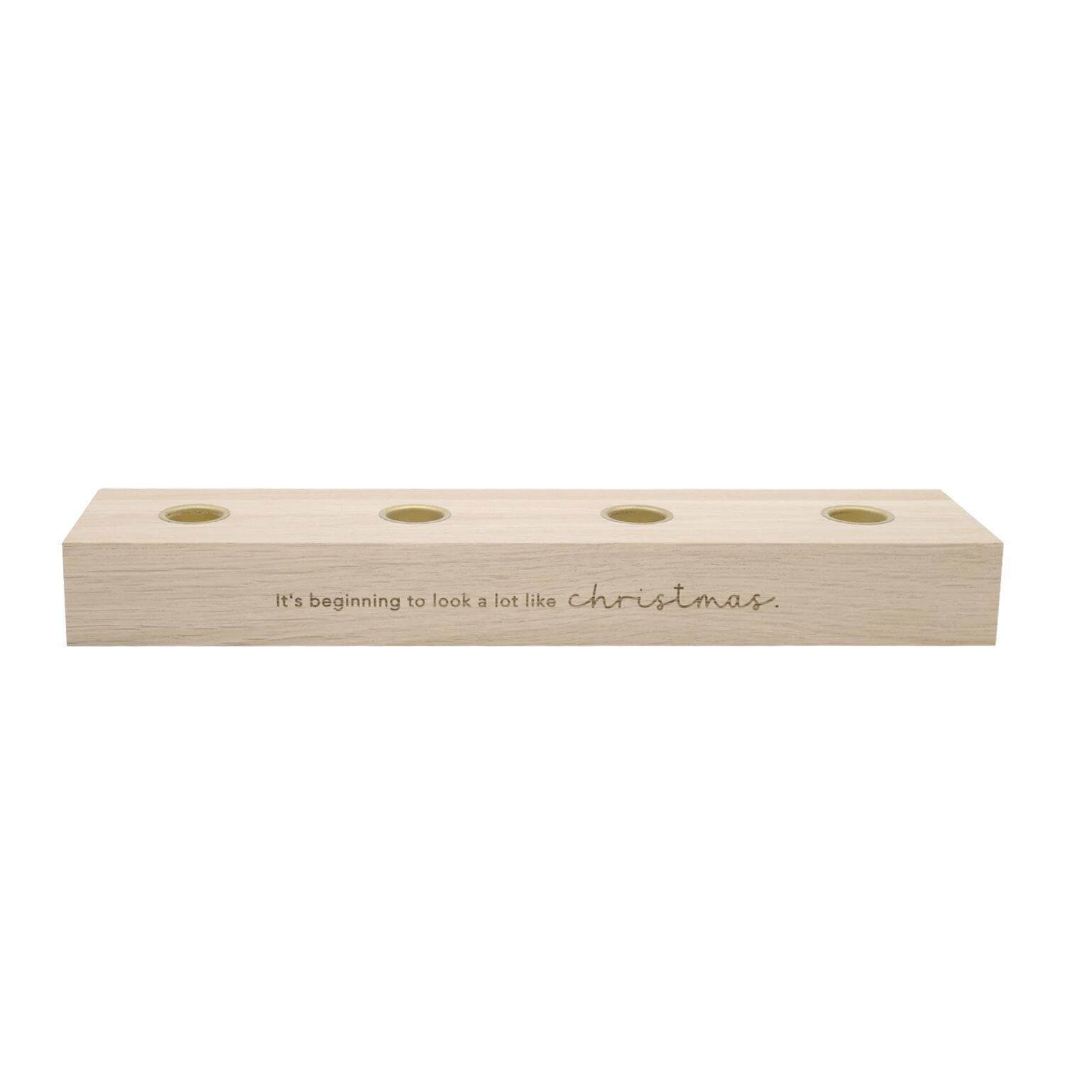 Adventskerzenbrett aus Eiche "Christmas" - 35x8x4 cm (Natur)