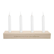 Adventskerzenbrett aus Eiche "Christmas" - 35x8x4 cm (Natur)