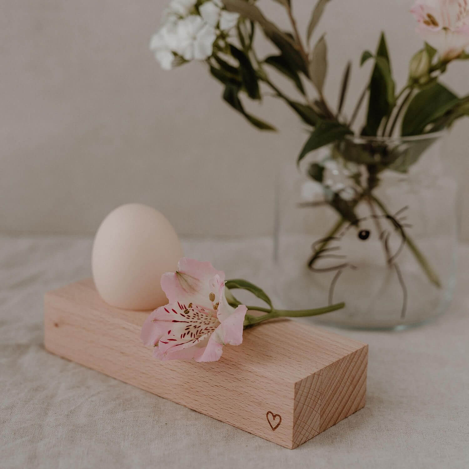 Eierbecher "Herz" - 15x5,5x3 cm (Natur)