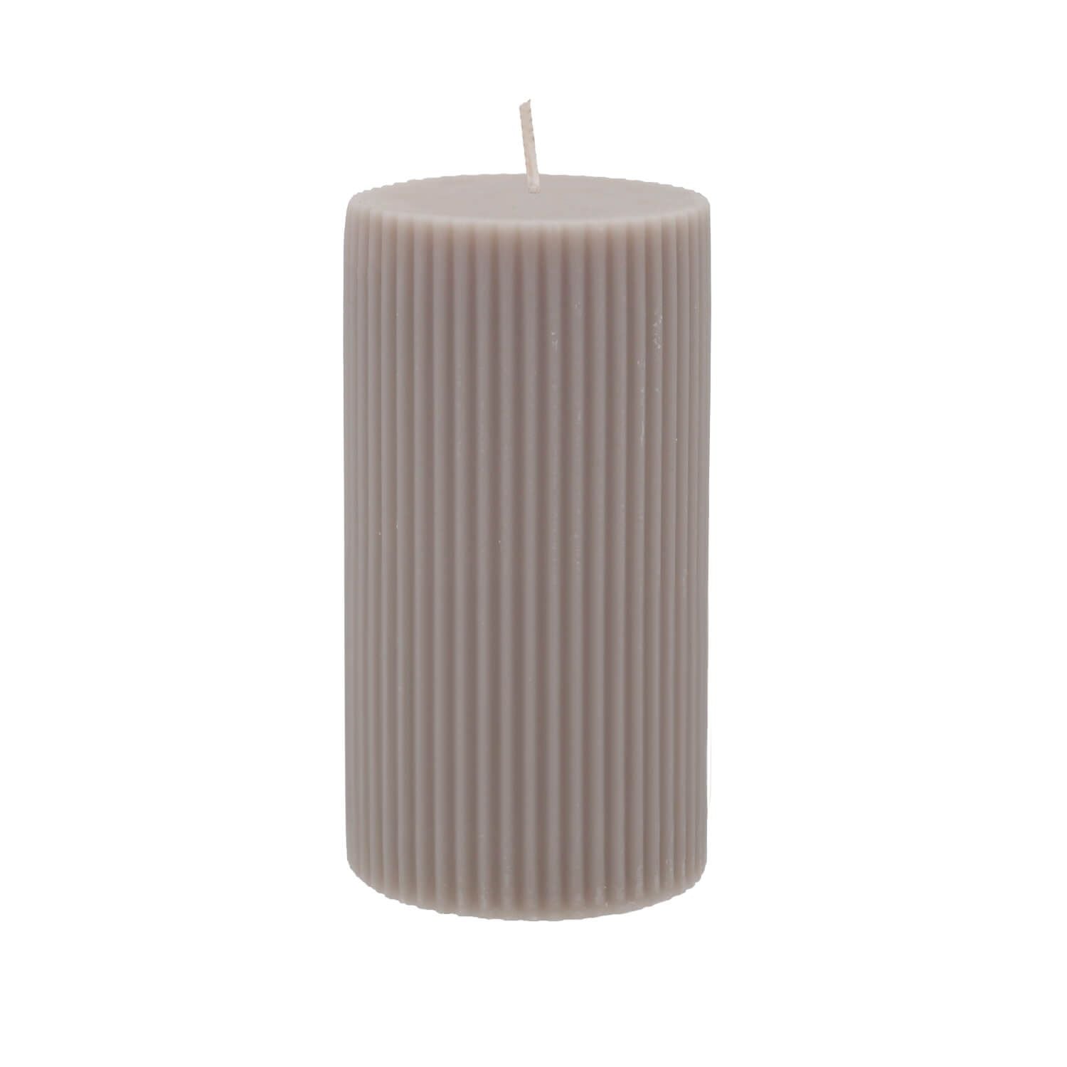 Blockkerze "Rillen" - 7x15 cm (Grau)