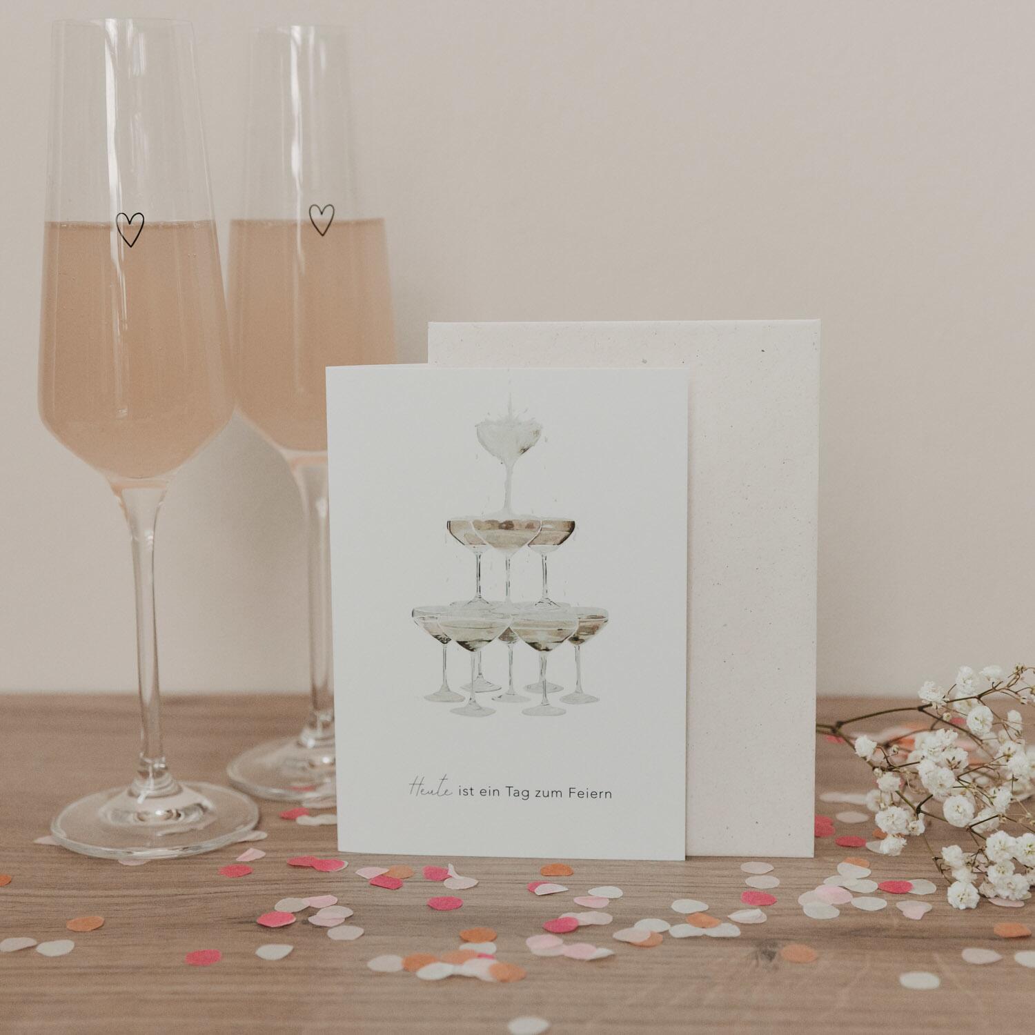Klappkarte "Champagner" (Bunt)