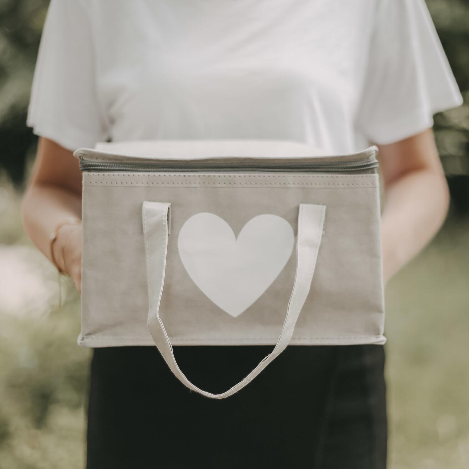 Kühltasche "Herz" - 30x18x22 cm (Grau)