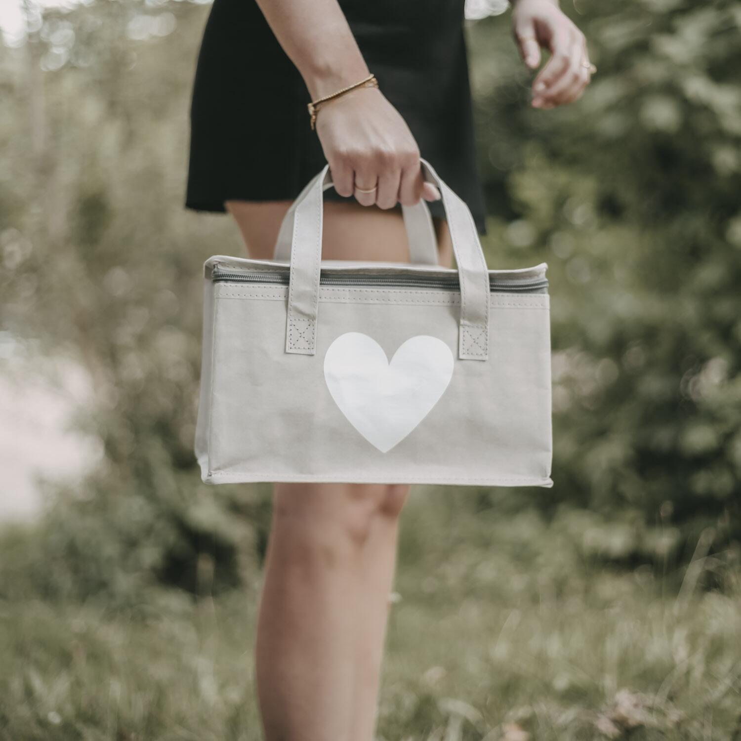 Kühltasche "Herz" - 30x18x22 cm (Grau)