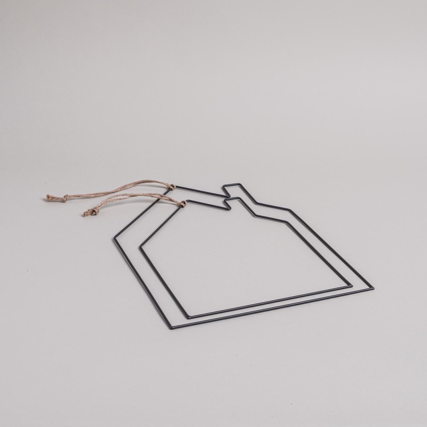 Metallkranz "Haus" im 2er-Set (Schwarz)