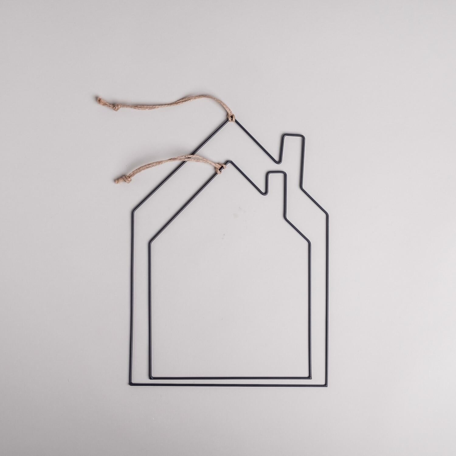 Metallkranz "Haus" im 2er-Set (Schwarz)