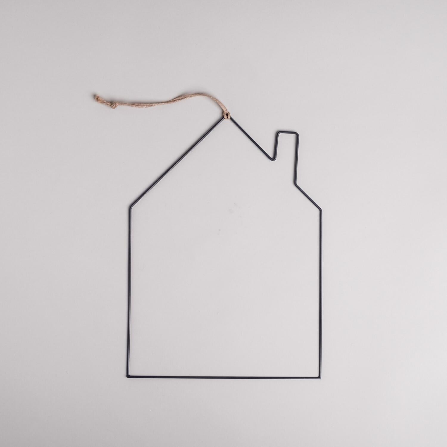 Metallkranz "Haus" im 2er-Set (Schwarz)