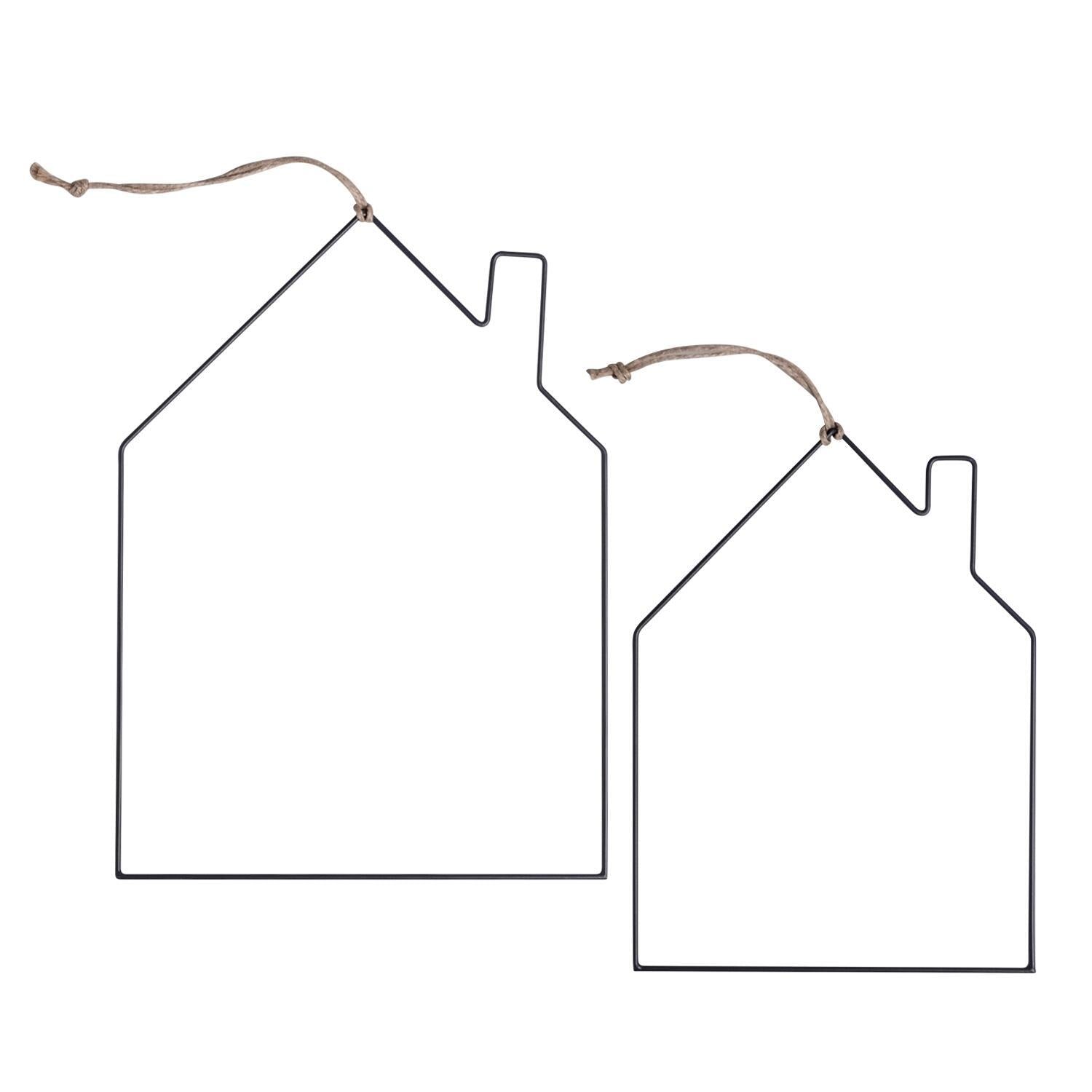 Metallkranz "Haus" im 2er-Set (Schwarz)