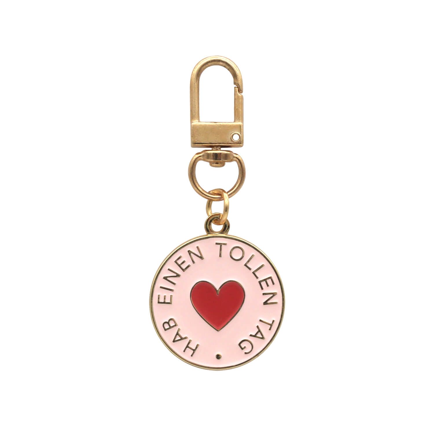 Schlüsselanhänger "Hab einen tollen Tag" - 3,2x6,8 cm (Rosa/Rot/Gold)