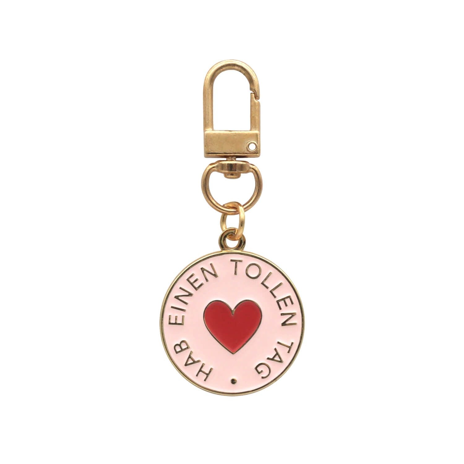 Schlüsselanhänger "Hab einen tollen Tag" - 3,2x6,8 cm (Rosa/Rot/Gold)