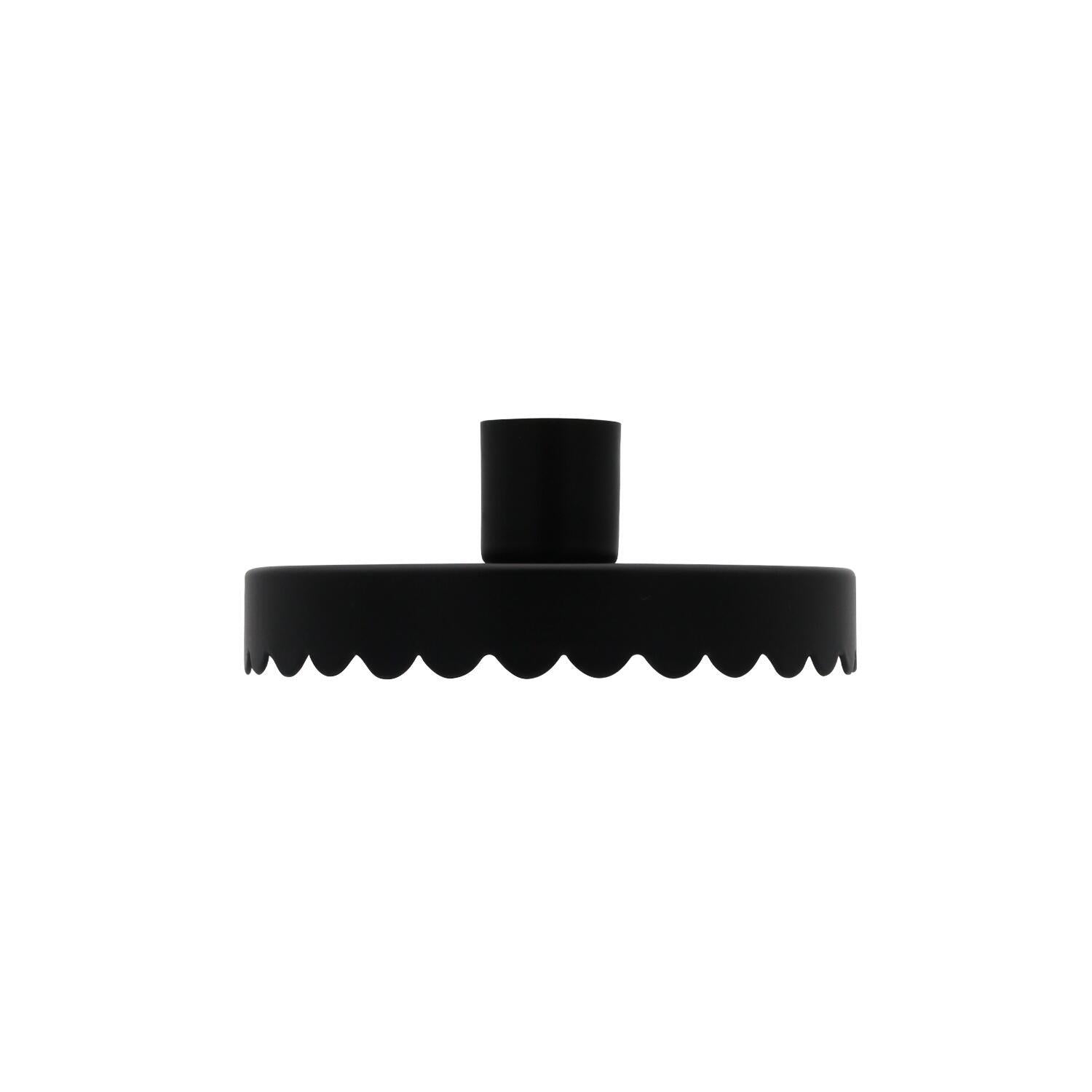 Kerzenhalter für Vorratsglas "Welle" - 10,4 cm (Schwarz)