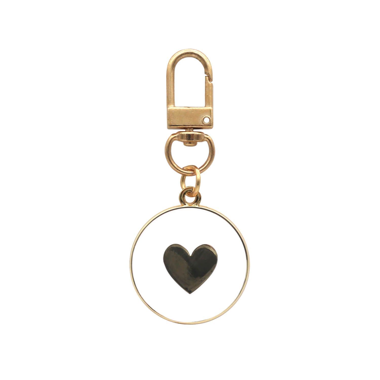 Schlüsselanhänger "Herz" - 3,2x6,8 cm (Weiß/Gold)