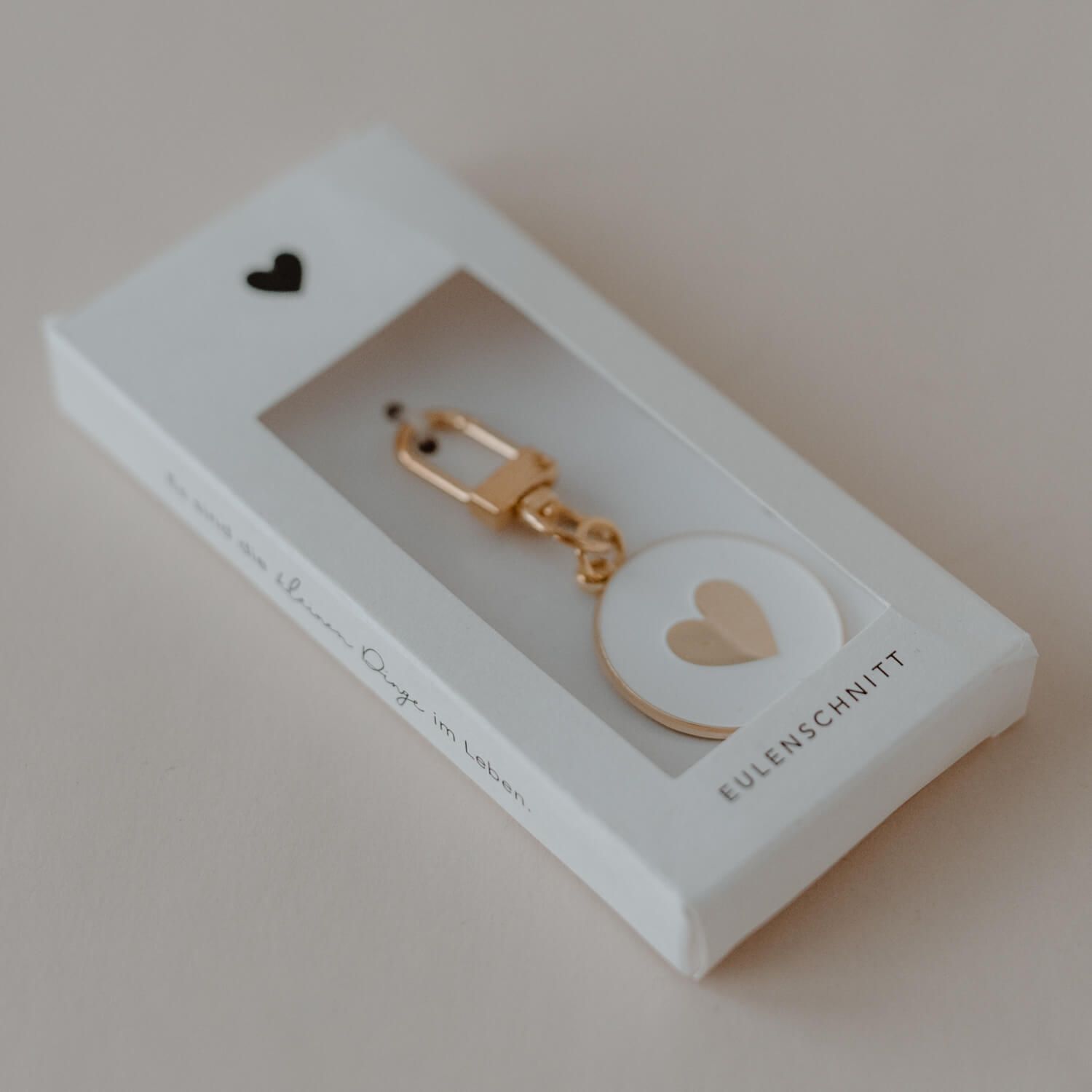 Schlüsselanhänger "Herz" - 3,2x6,8 cm (Weiß/Gold)