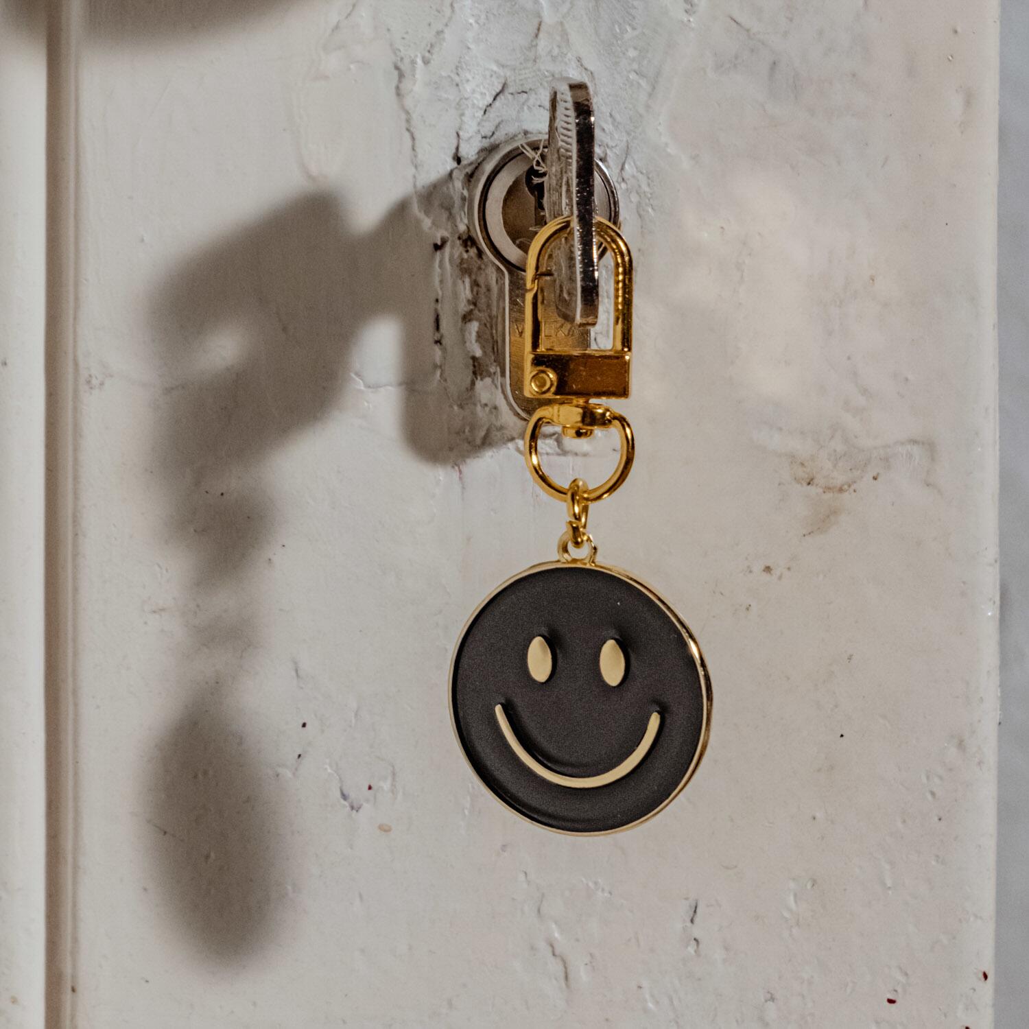 Schlüsselanhänger "Smiley" - 3x6,8 cm (Schwarz)
