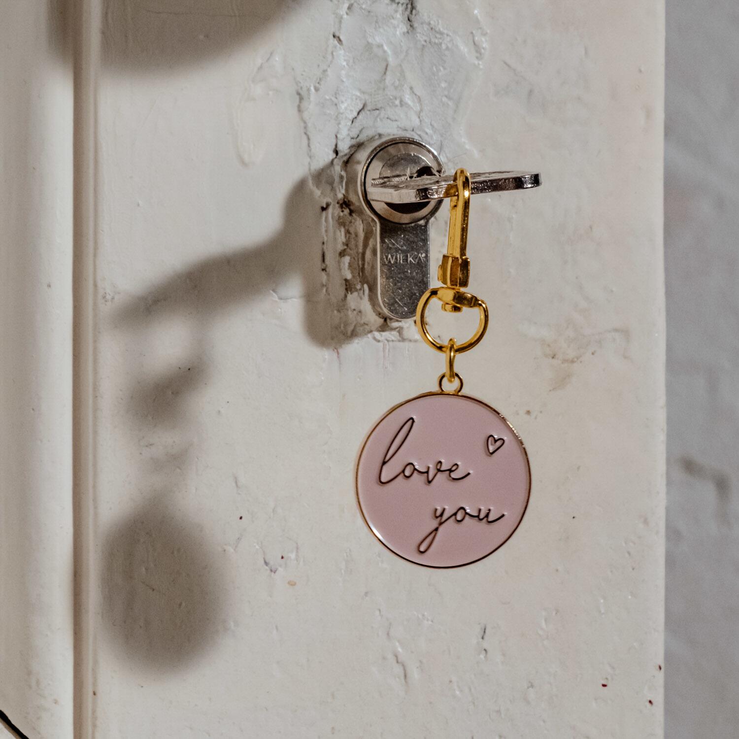 Schlüsselanhänger "Love You" - 3x6,8 cm (Rosa)