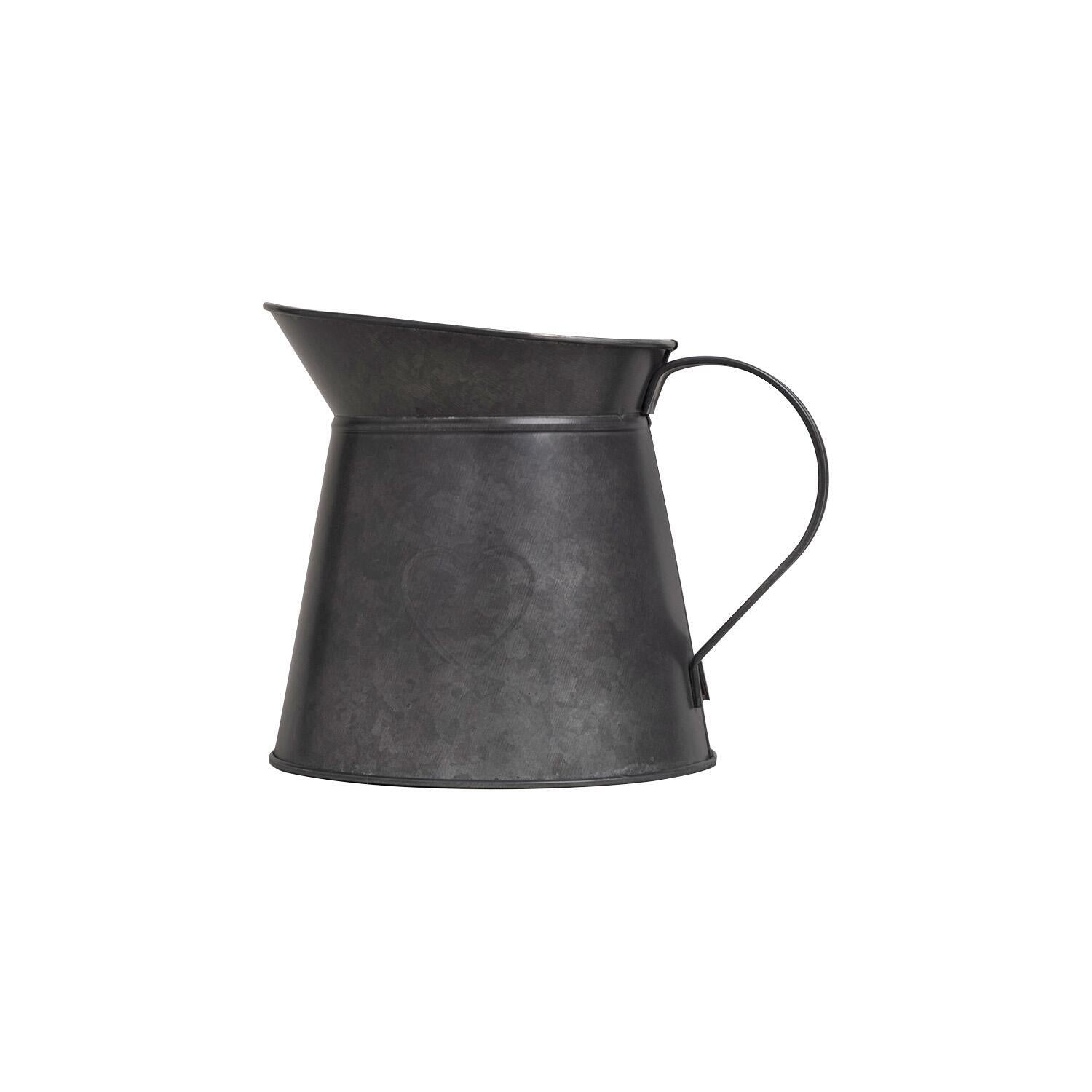 Metall Kännchen "Herz" - 1,2 l (Anthrazit)