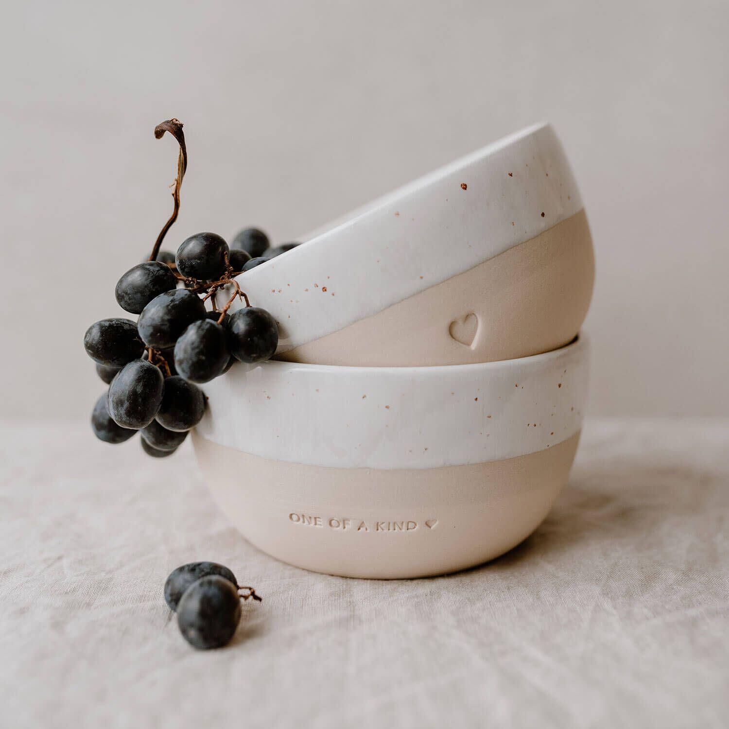 Schüssel "Herz" - 15x8,5 cm (Natur) Eulenschnitt