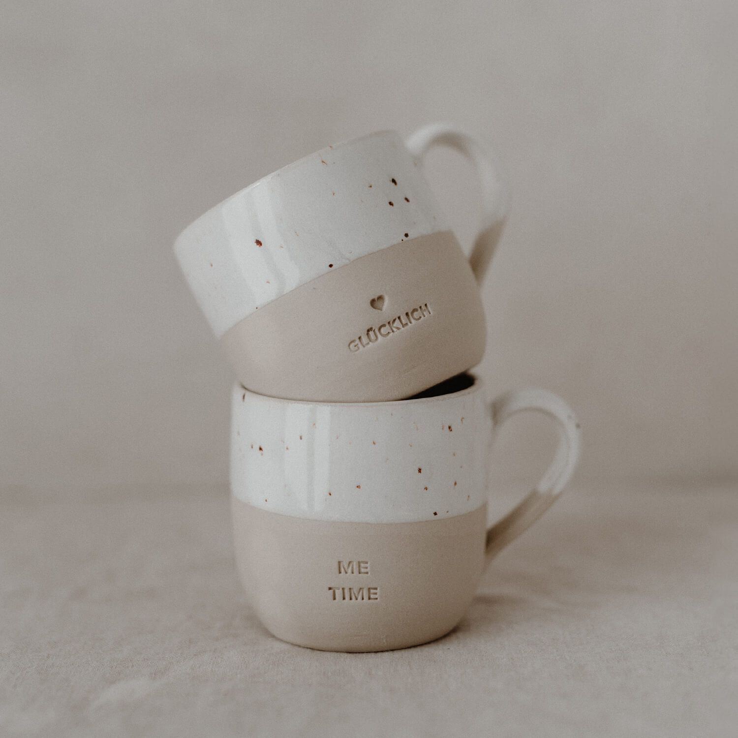 Cappuccino Tasse "Glücklich" - 190 ml (Natur)