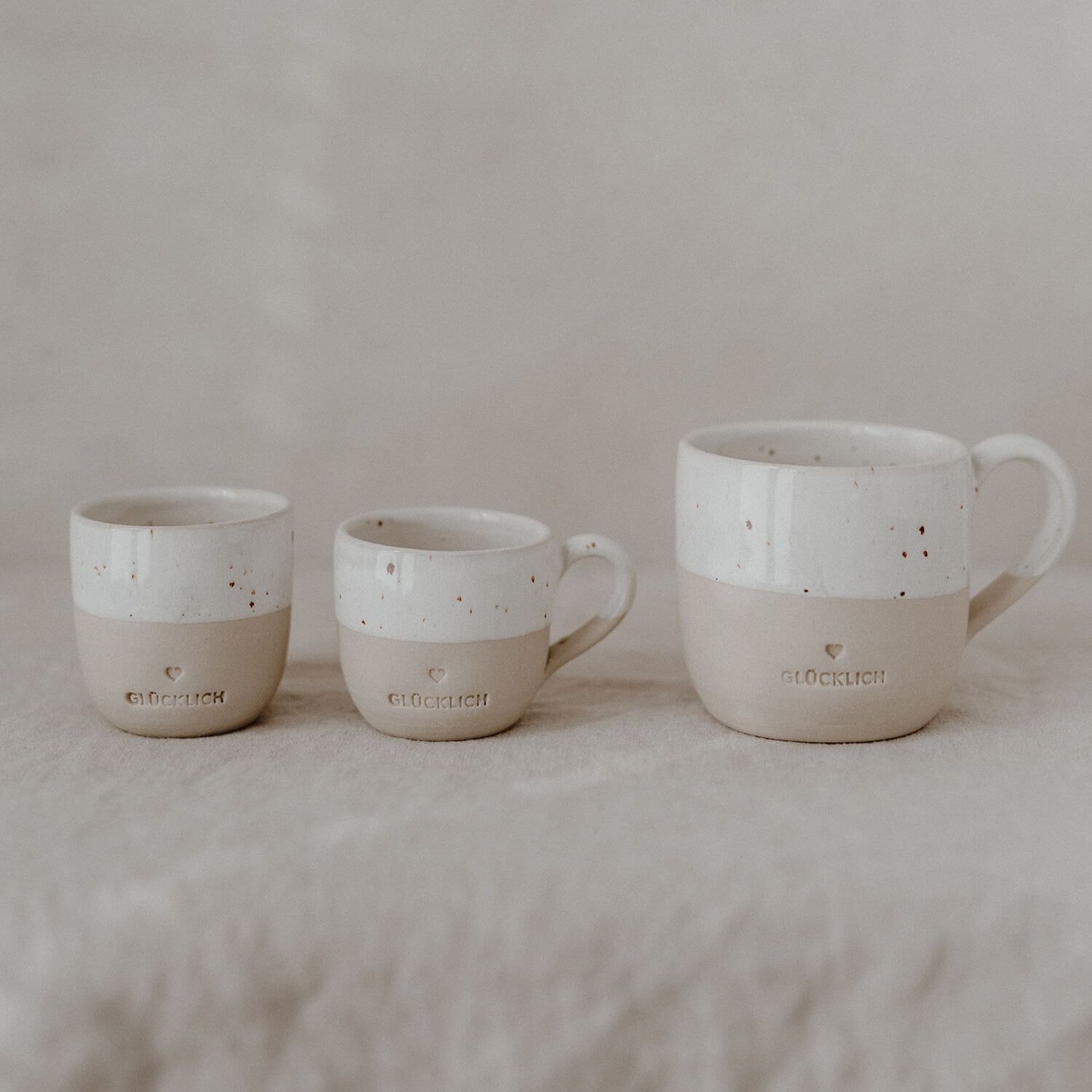 Cappuccino Tasse "Glücklich" - 190 ml (Natur)