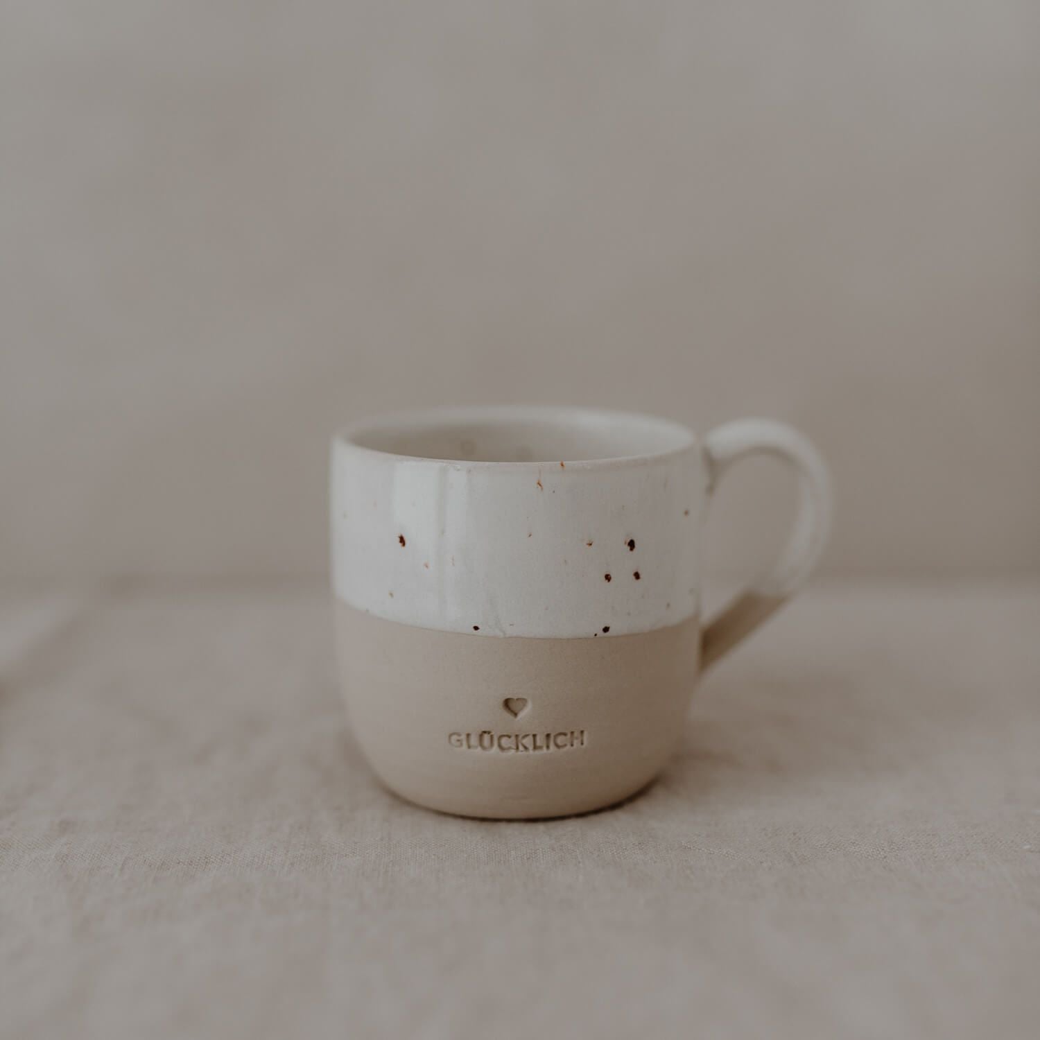 Cappuccino Tasse "Glücklich" - 190 ml (Natur)