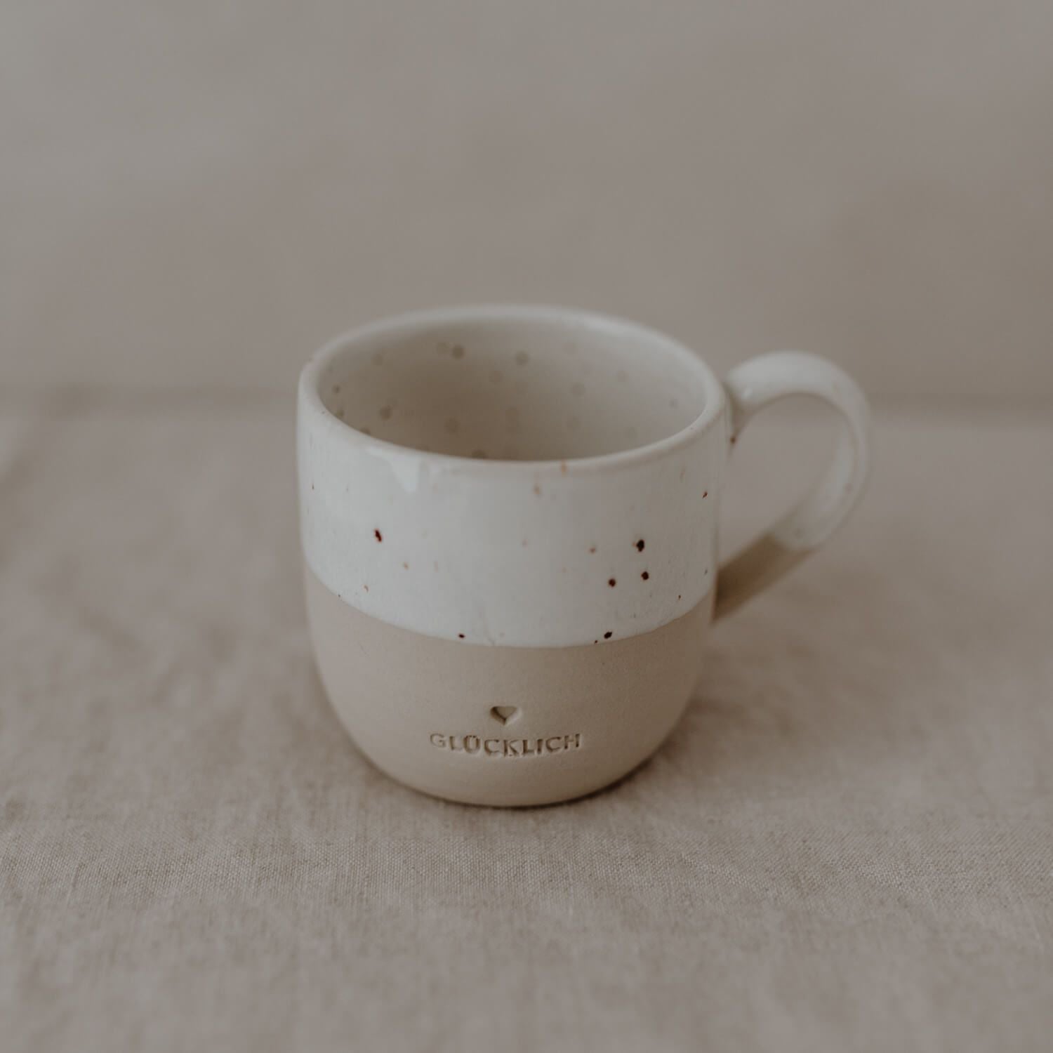 Cappuccino Tasse "Glücklich" - 190 ml (Natur)
