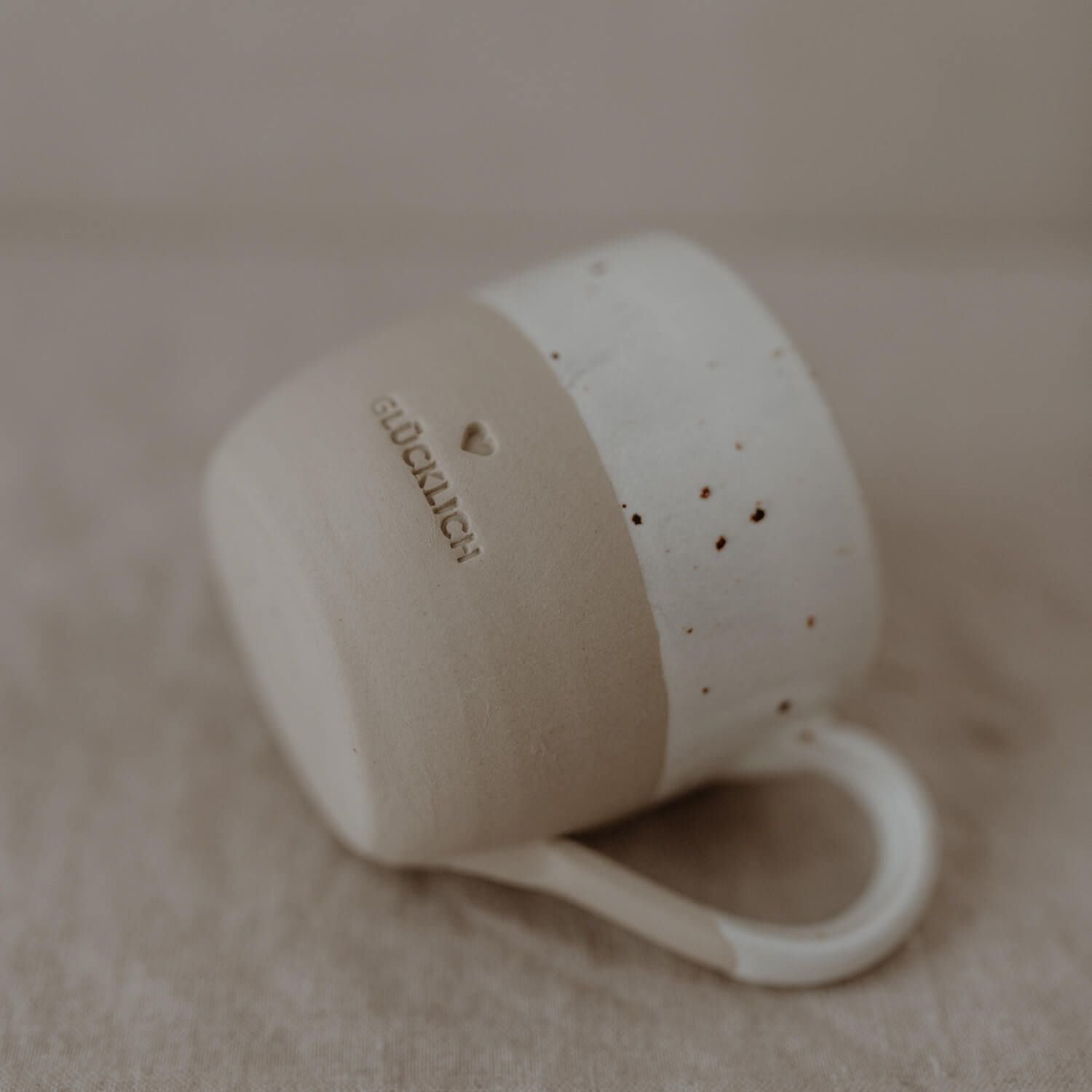 Cappuccino Tasse "Glücklich" - 190 ml (Natur)